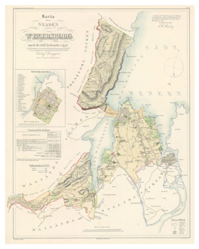 Karta över Vänersborg, 1856 (Fri frakt!)