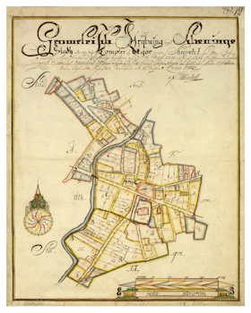 Historisk karta över Skänninge, år 1713