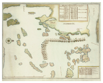 Historisk karta över Rådmansö och Tjockö, ca. 1720 (Fri frakt!)