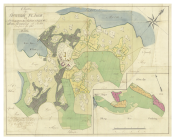 Historisk karta över Överby på Resarö, år 1781 (Fri frakt!)