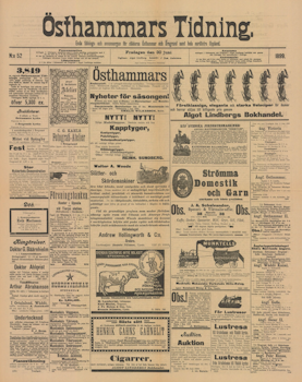Löpsedel / Förstasida från Östhammar (1899)