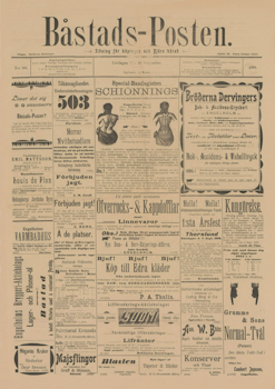 Löpsedel / Förstasida från Båstad, Skåne (1898)