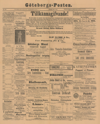 Löpsedel / Förstasida från Göteborgsposten (1896)