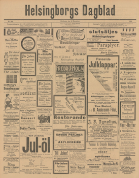Löpsedel / Förstasida från Helsingborgs Dagblad (1900)