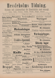 Löpsedel / Förstasida från Hässleholms Tidning (1891)