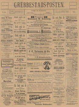 Löpsedel / Förstasida från Grebbestadsposten (1905)