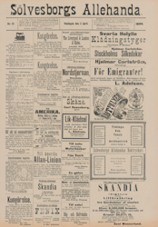 Löpsedel / Förstasida från Sölvesborg (1889)