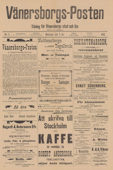 Historisk löpsedel från Vänersborgsposten, år 1903 (Fri frakt!)