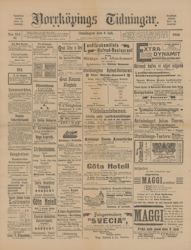 Löpsedel / Förstasida från Norrköpings Tidningar (1906)