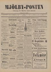 Löpsedel / Förstasida från Mjölby (1892)