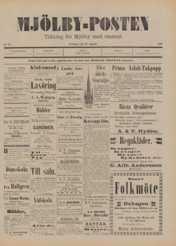 Löpsedel / Förstasida från Mjölby (1892)