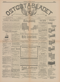 Löpsedel / Förstasida från Vadstena (1905)