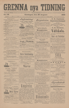 Löpsedel / Förstasida från Gränna (1896)