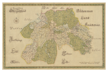 Historisk karta Östergötland, 1600-tal (Fri frakt!)
