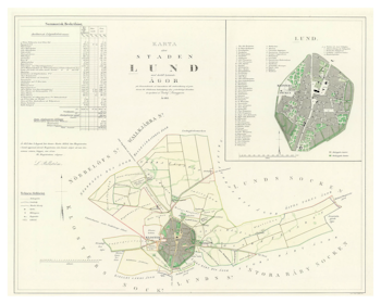Karta från Lund, år 1853