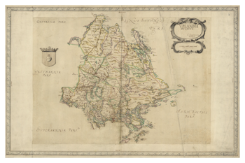 Historisk landskapskarta över Uppland, sent 1600-tal. (Fri frakt!)