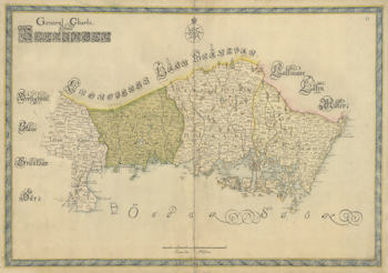 Historisk landskapskarta över Blekinge, sent 1600-tal. (Fri frakt!)