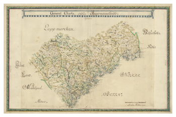 Historisk karta över Ångermanland, sent 1600-tal. (Fri frakt!)