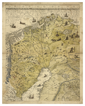 Historisk landskapskarta över Norrbotten, Västerbotten och Lappland, år 1626