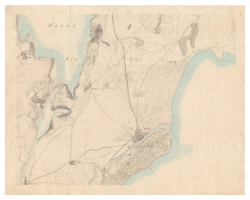 Historisk karta över Åhus, ca. år 1820