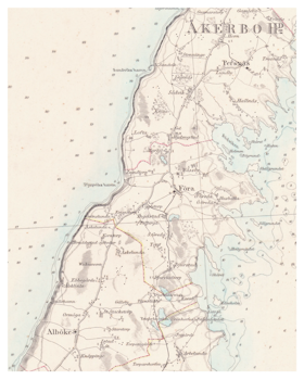 Historisk karta över Föra och Djupvik, år 1874 (Fri frakt!)