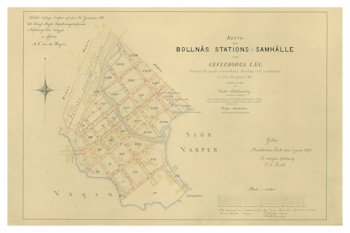 Historisk karta över Bollnäs, år 1890
