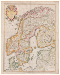 Historisk karta över Norden, år 1788. (Fri frakt!)