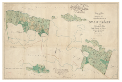 Historisk karta över Svartsö, år 1854