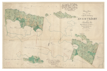 Historisk karta över Svartsö, år 1854
