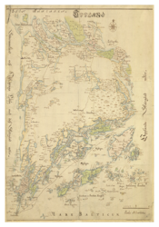 Historisk karta över Södertörn, troligen år 1716