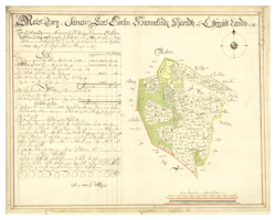 Historisk karta över Raelstorp vid Blästad, år 1703