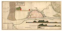 Historisk karta över Halmstad, år 1655