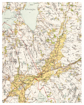 Historisk karta över Bollebygd och Rävlanda, år 1924