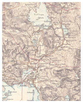 Historisk karta över Danholn Hosjö och Sundborn, år 1899