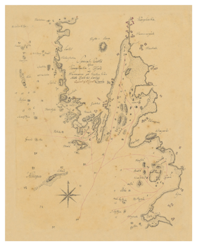 Historisk karta över Kungsbacka fjord, år 1786