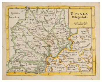 Historisk karta över Uppsala med omnejd, år 1780