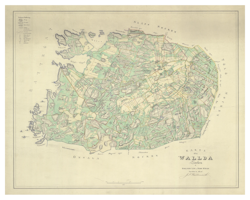 Historisk karta över Vallda socken, år 1856