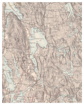 Historisk karta över Nykroppa, år 1889