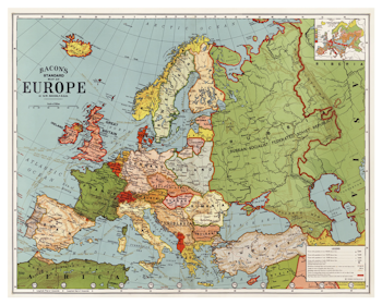 Historisk karta över Europa, år 1925 (Fri frakt!)