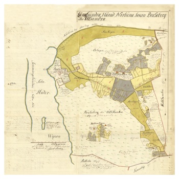 Historisk karta över Uthamra, år 1703
