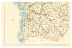 Historisk karta över del av Österbotten, ca. år 1900