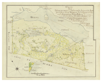 Historisk karta över Björkvattnet (vid Frostviken), år 1786