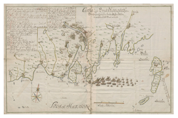 Historisk karta över Umeå och Österfjärden, år 1714