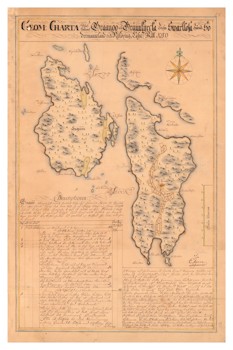 Historisk karta över Gränö och Ängsö, år 1710