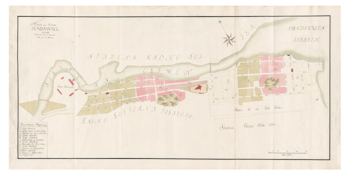 Historisk karta över Sundsvall, år 1784