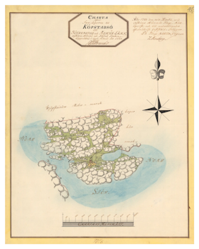 Historisk karta över Köpstadsö, år 1782
