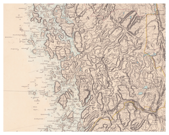 Historisk karta över Tanum och Grebbestad, år 1858