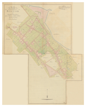 Historisk karta över Båstad, år 1814