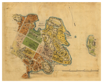 Historisk karta över Vaxholm, år 1776