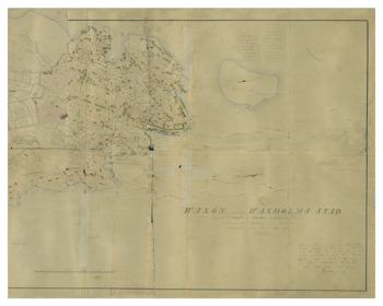Historisk karta över Vaxholm, år 1851
